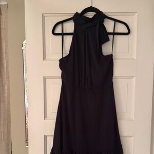 Aqua Black Backless Halter Dress